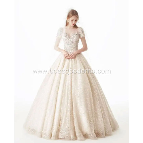 Long Sleeve V-neck Wedding Dress